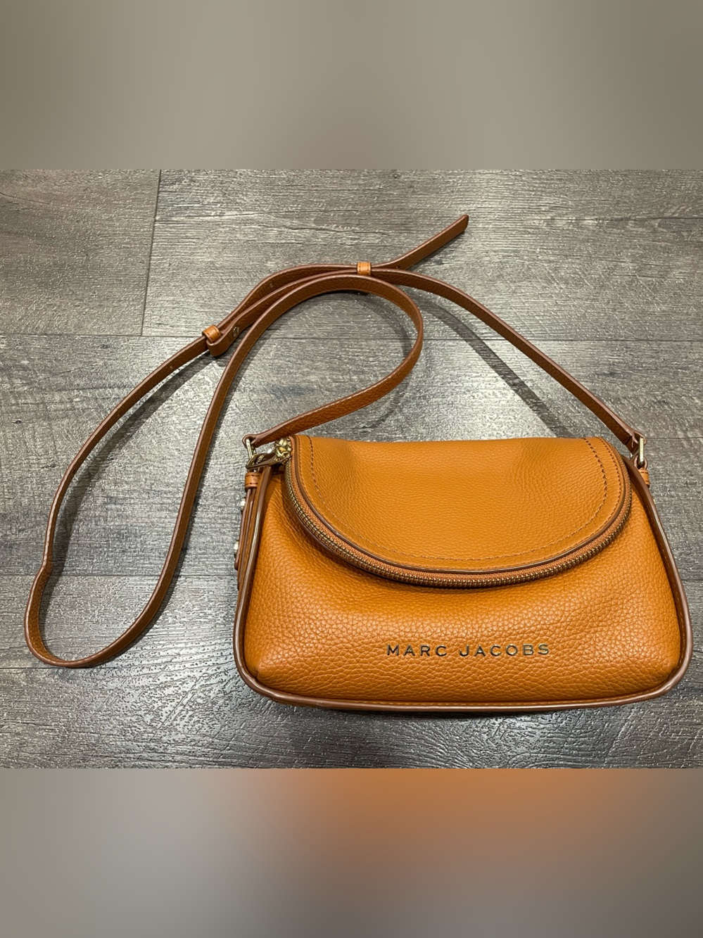 Marc Jacobs Cognac Pebbled Leather Crossbody Bag